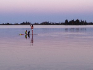 A dog, a boy, a paddler....